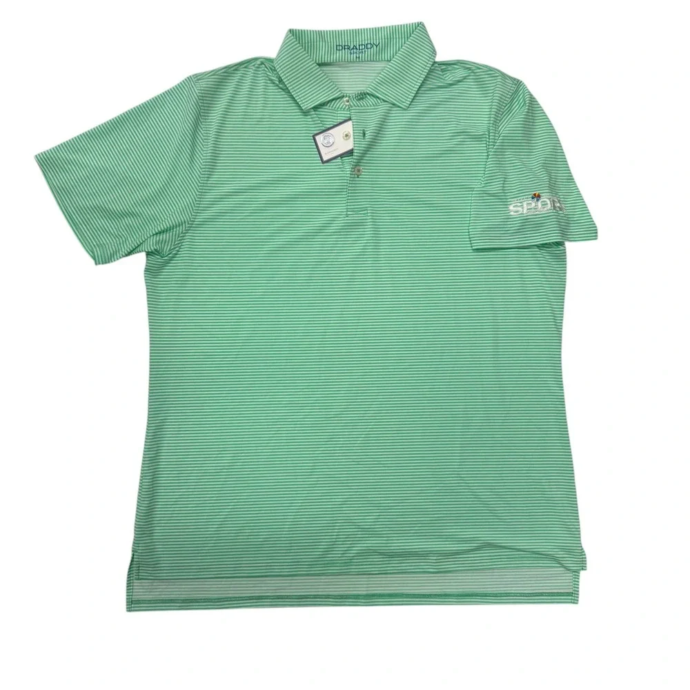 B. Draddy Jimmy Polo Mens Medium Green White Striped Golf Shirt BDSK01 NWT